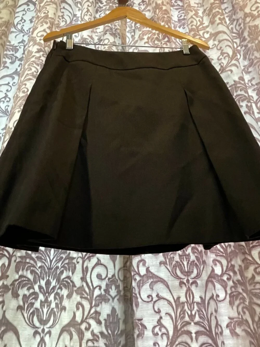 Women's Etcetera Size 8 Brown Side Zip Pleated Fully Lined Mini Skirt